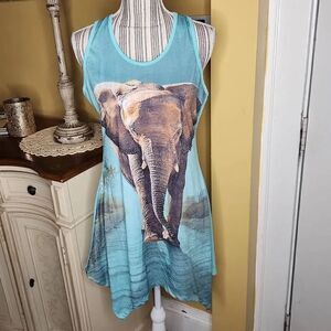 Aqua blue elephant swimsuit cover up women's size XL